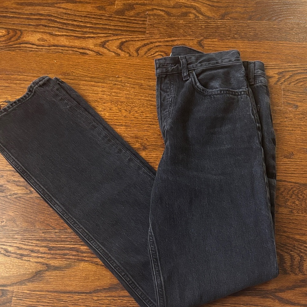 Agolde Women’s Dark Gray Straight Jeans